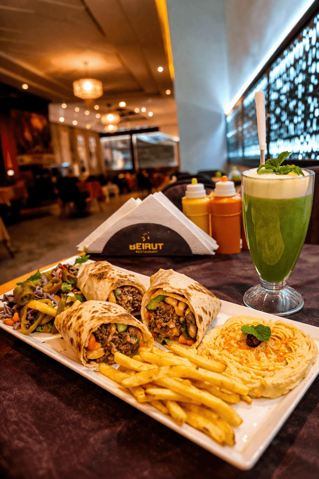 Shawarma wrap And Hummus
